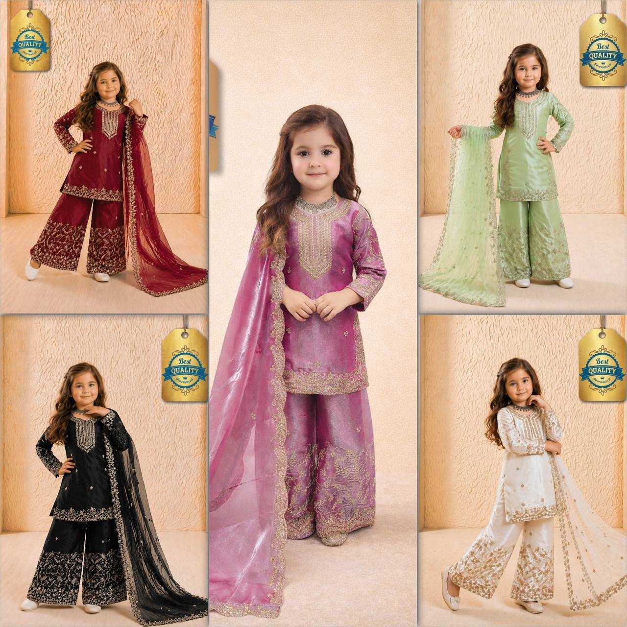 Ynf Pure Silk RIN234 244 Kids Wear Wholesale Kids Sharara Kids Traditional Outfits Kids Party Wear Ethnic Manufacturer- Kids Exports