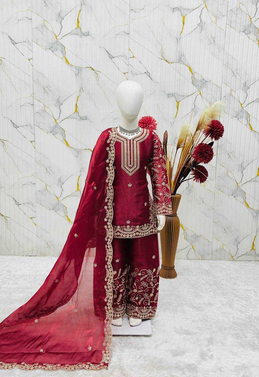 Ynf Pure Silk RIN234 244 Kids Wear Wholesale Kids Sharara Kids Traditional Outfits Kids Party Wear Ethnic Manufacturer- Kids Exports