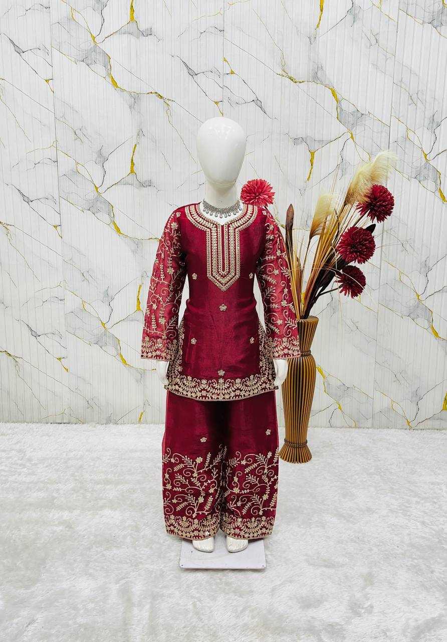 Ynf Pure Silk RIN234 244 Kids Wear Wholesale Kids Sharara Kids Traditional Outfits Kids Party Wear Ethnic Manufacturer- Kids Exports