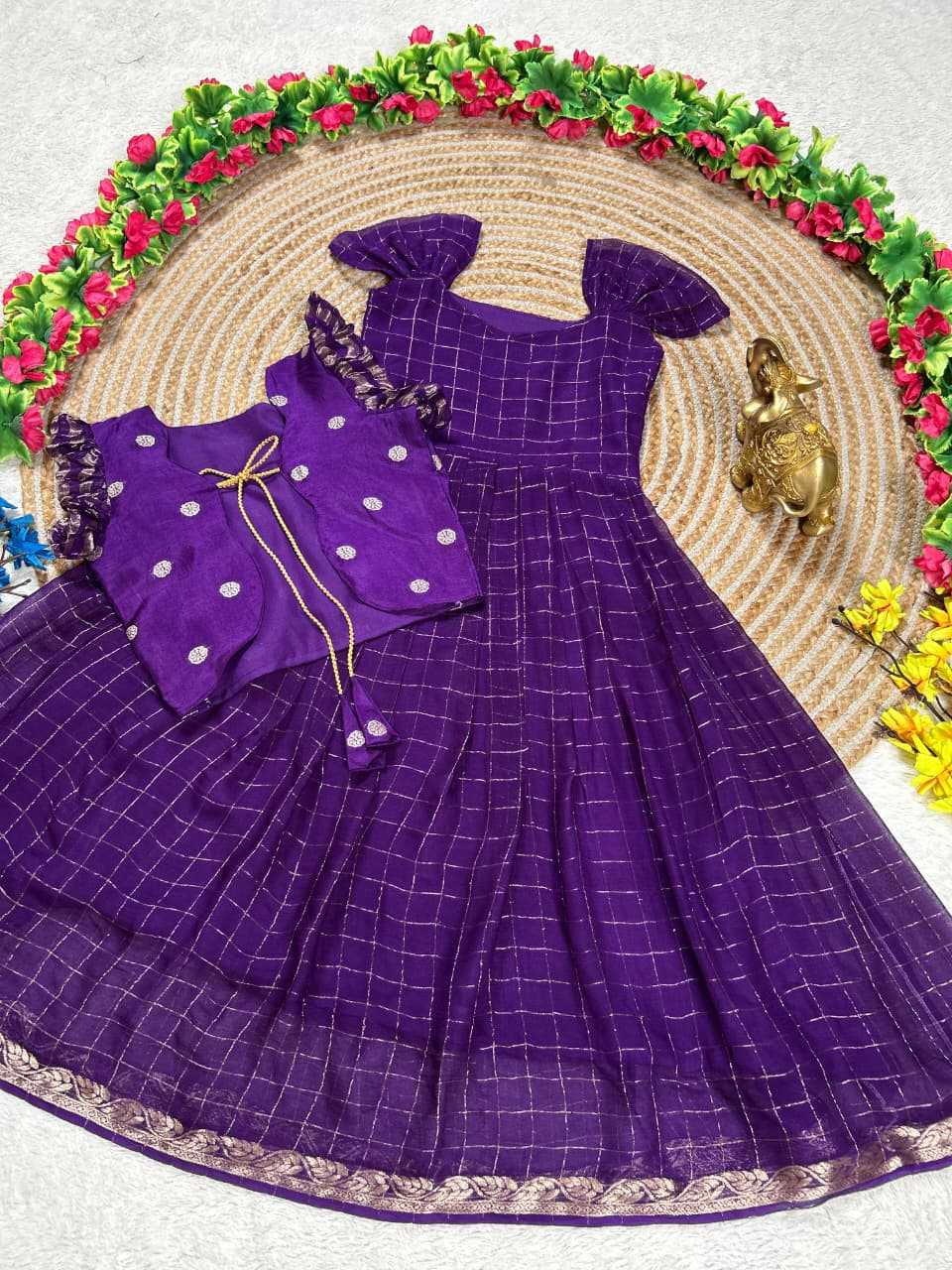 Ynf Pure Viscos KESH505 Prasanti Kids Wear Wholesale Kids Gown Kids Designer Frock Kids Navratri Outfits Manufacturer- Kids Exports
