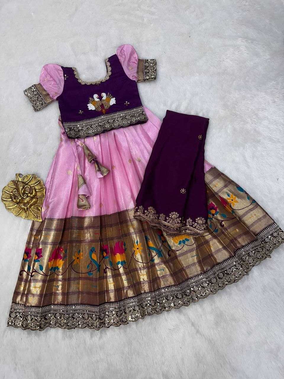 Ynf Rangoli Silk RIN161 PEACOCK Kids Wear Wholesale Embroidered Frock Kids Designer Frock Kids Party Wear Ethnic Manufacturer- Kids Exports