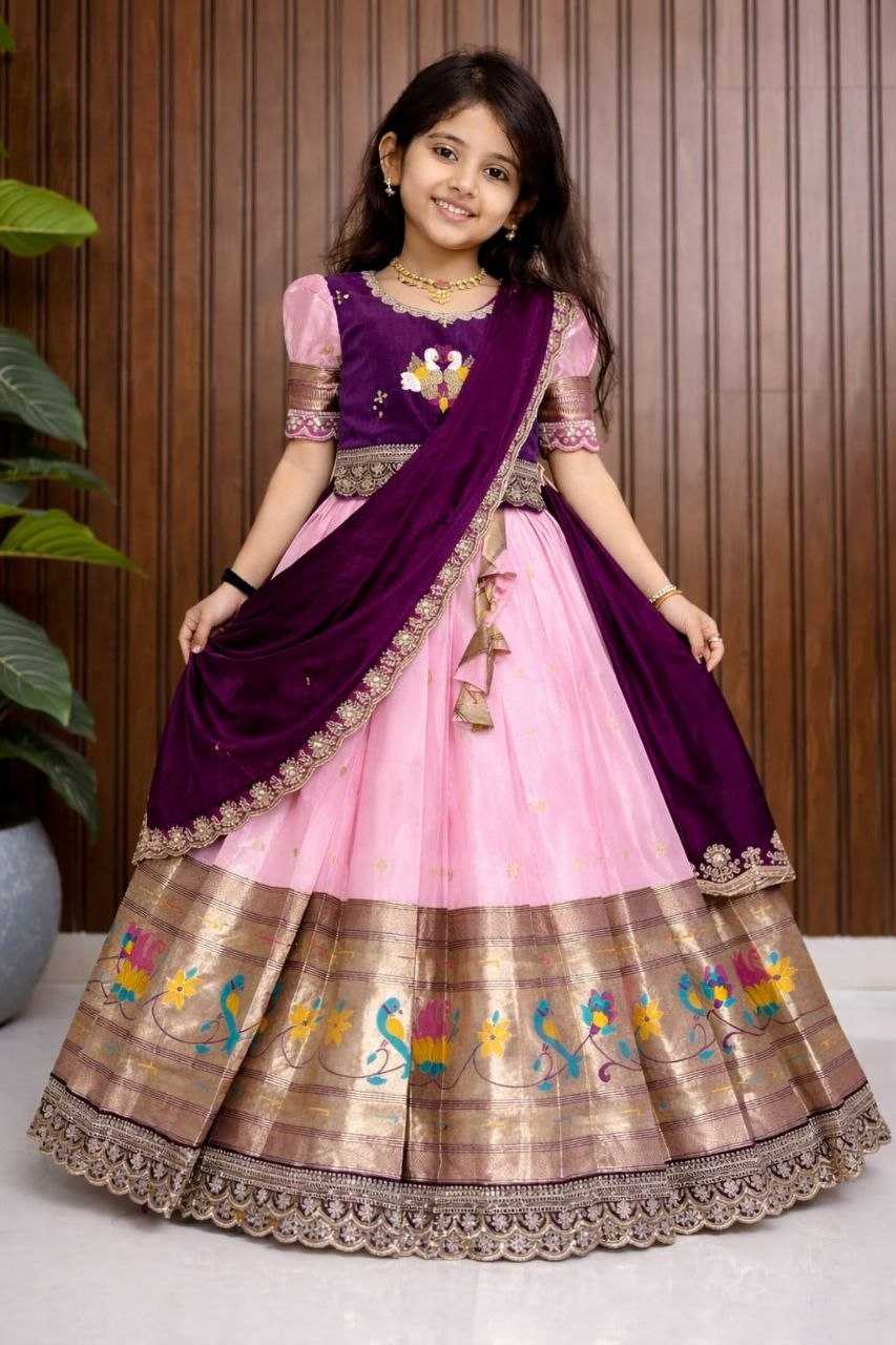 Ynf Rangoli Silk RIN161 PEACOCK Kids Wear Wholesale Embroidered Frock Kids Designer Frock Kids Party Wear Ethnic Manufacturer- Kids Exports