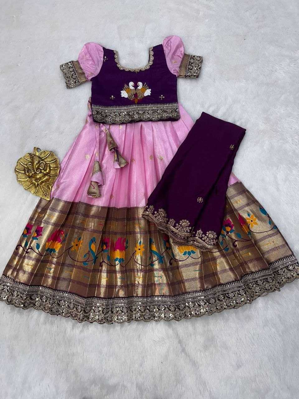 Ynf Rangoli Silk RIN161 PEACOCK Kids Wear Wholesale Embroidered Frock Kids Designer Frock Kids Party Wear Ethnic Manufacturer- Kids Exports