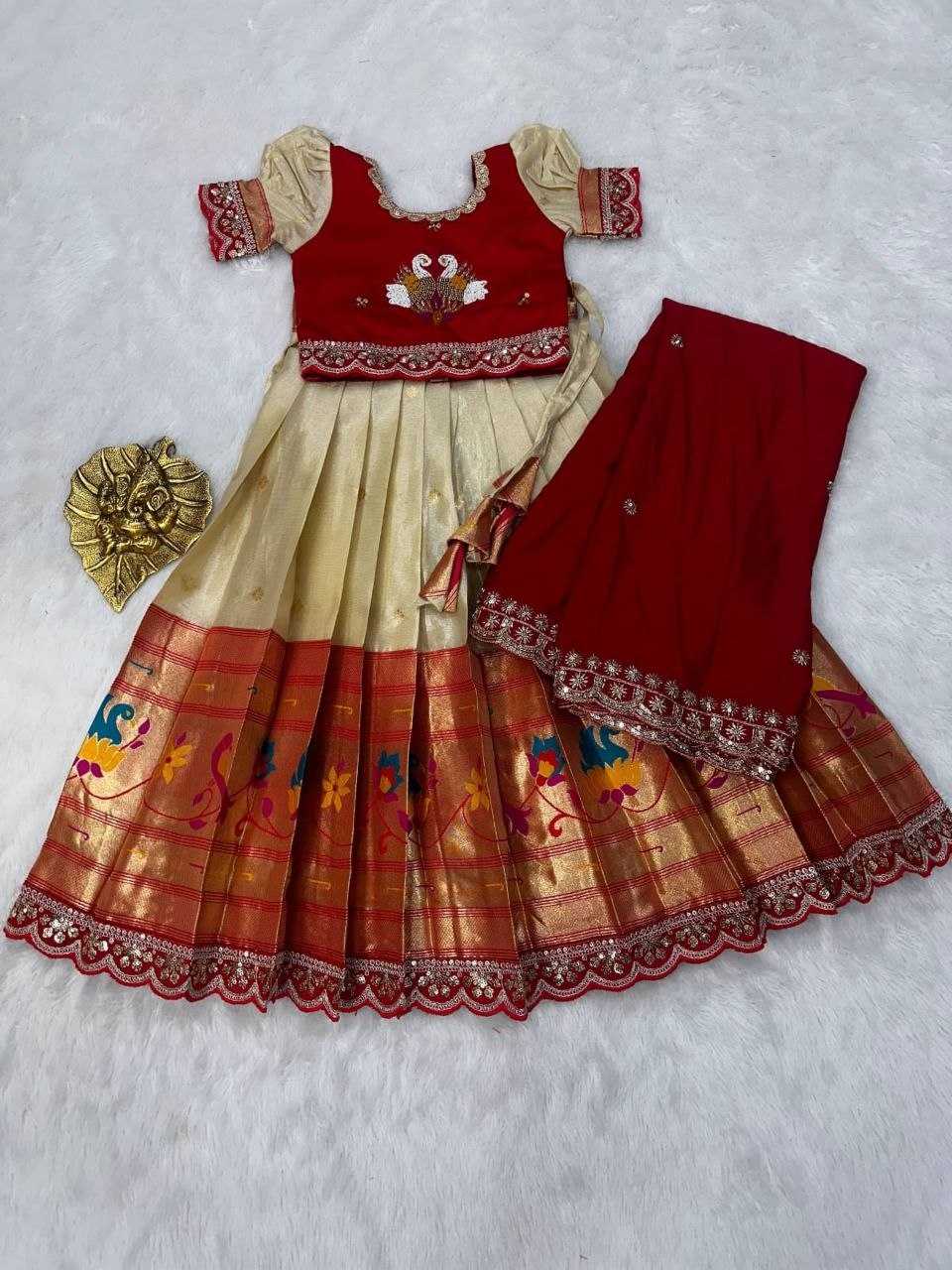 Ynf Rangoli Silk RIN161 PEACOCK Kids Wear Wholesale Embroidered Frock Kids Designer Frock Kids Party Wear Ethnic Manufacturer- Kids Exports
