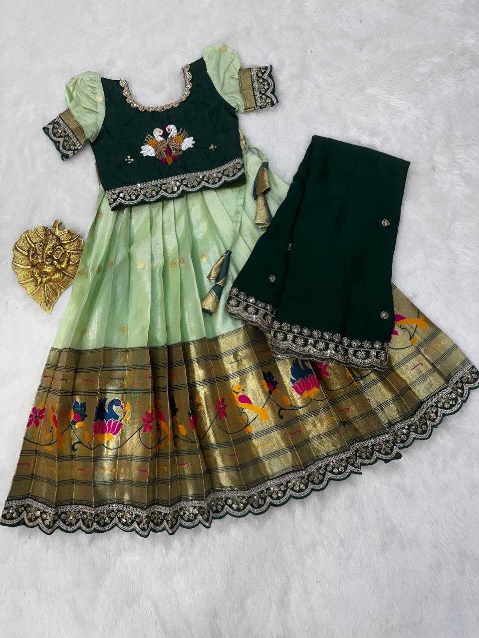 Ynf Rangoli Silk RIN161 PEACOCK Kids Wear Wholesale Embroidered Frock Kids Designer Frock Kids Party Wear Ethnic Manufacturer- Kids Exports