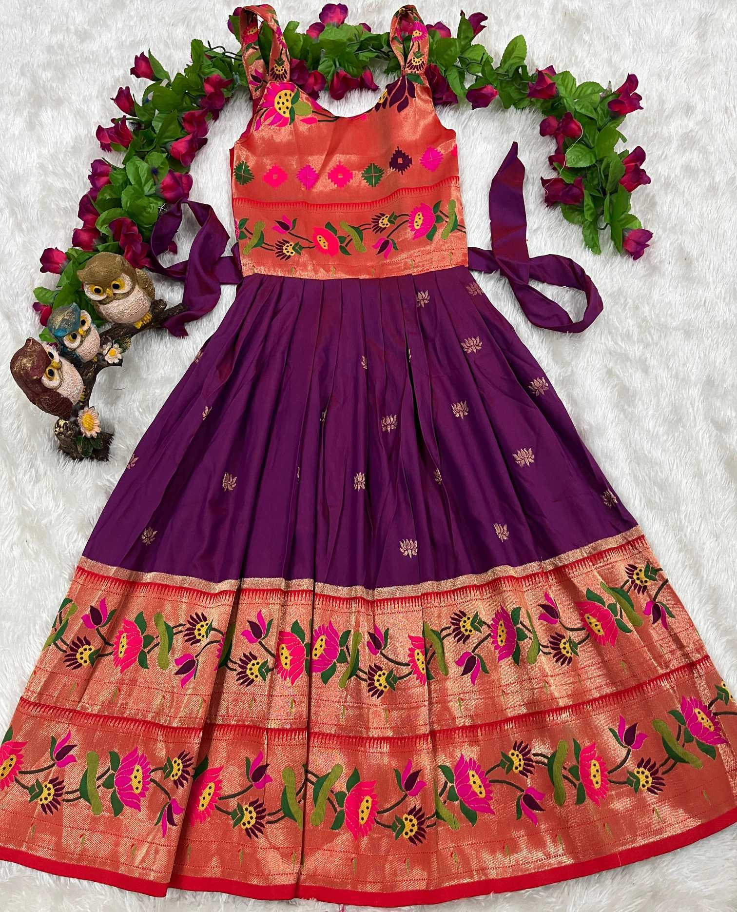 Ynf Soft Silk KESH685 Darisha Kids Wear Wholesale Kids Gown Kids Ethnic Gowns Manufacturer- Kids Exports