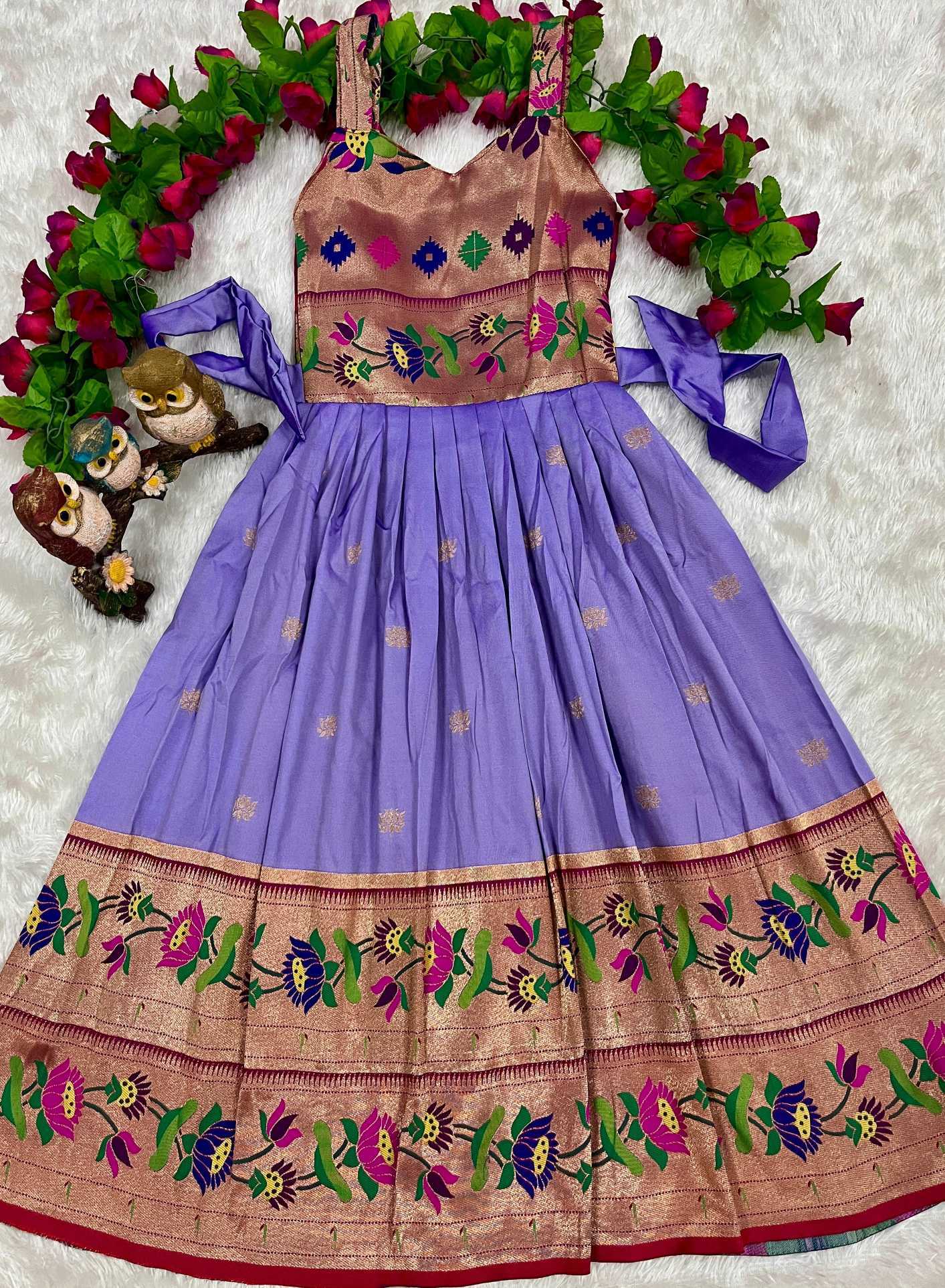 Ynf Soft Silk KESH685 Darisha Kids Wear Wholesale Kids Gown Kids Ethnic Gowns Manufacturer- Kids Exports