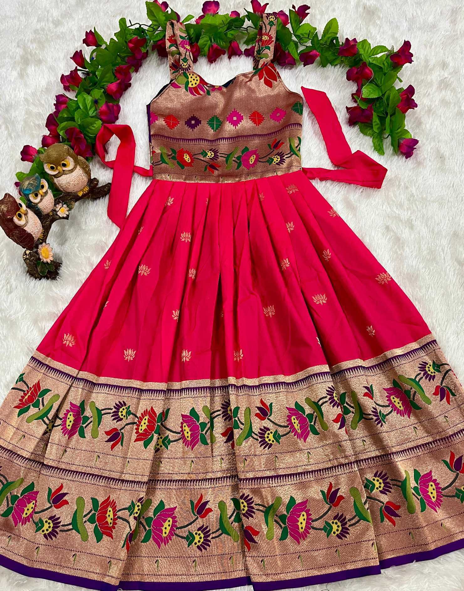 Ynf Soft Silk KESH685 Darisha Kids Wear Wholesale Kids Gown Kids Ethnic Gowns Manufacturer- Kids Exports