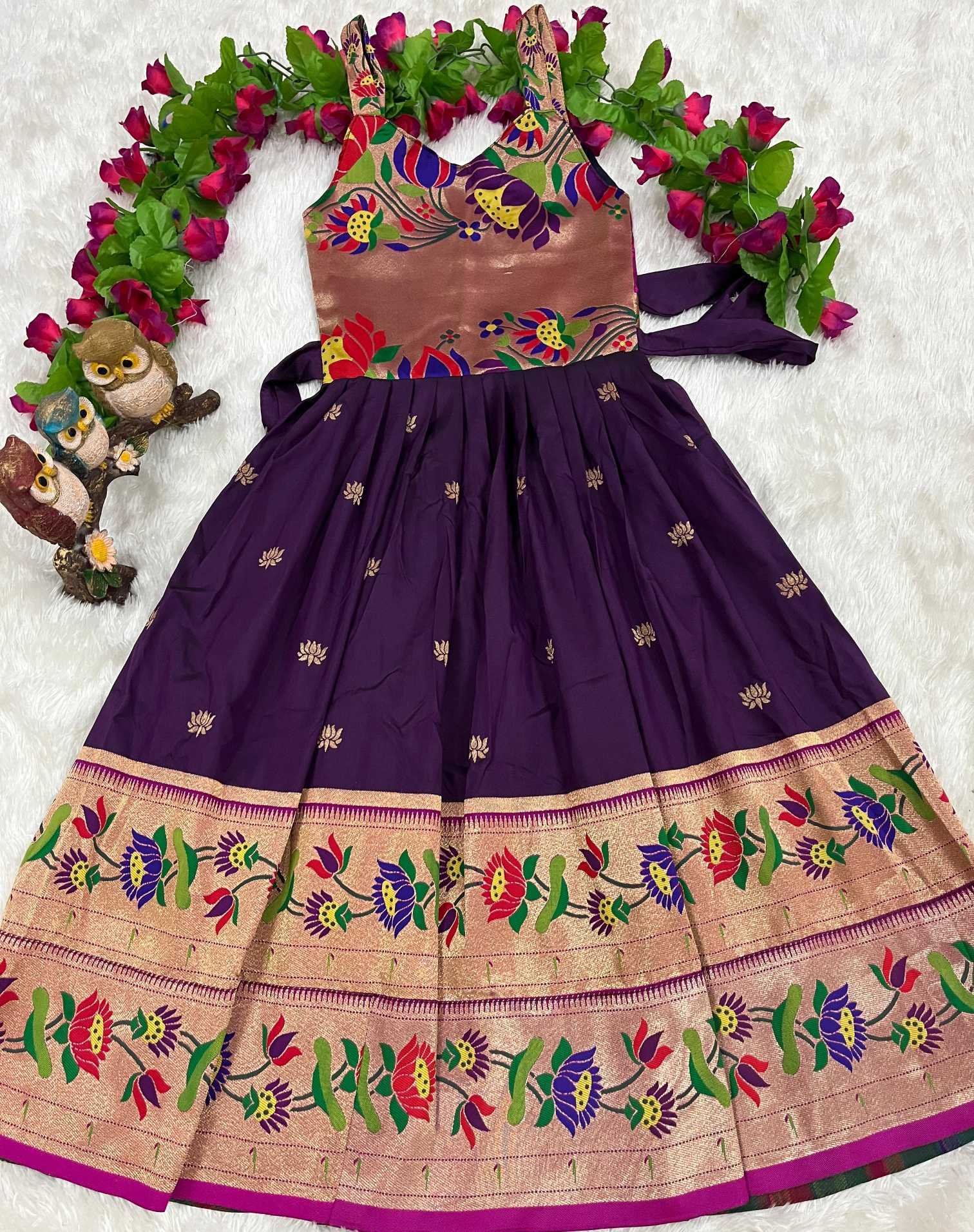 Ynf Soft Silk KESH685 Darisha Kids Wear Wholesale Kids Gown Kids Ethnic Gowns Manufacturer- Kids Exports