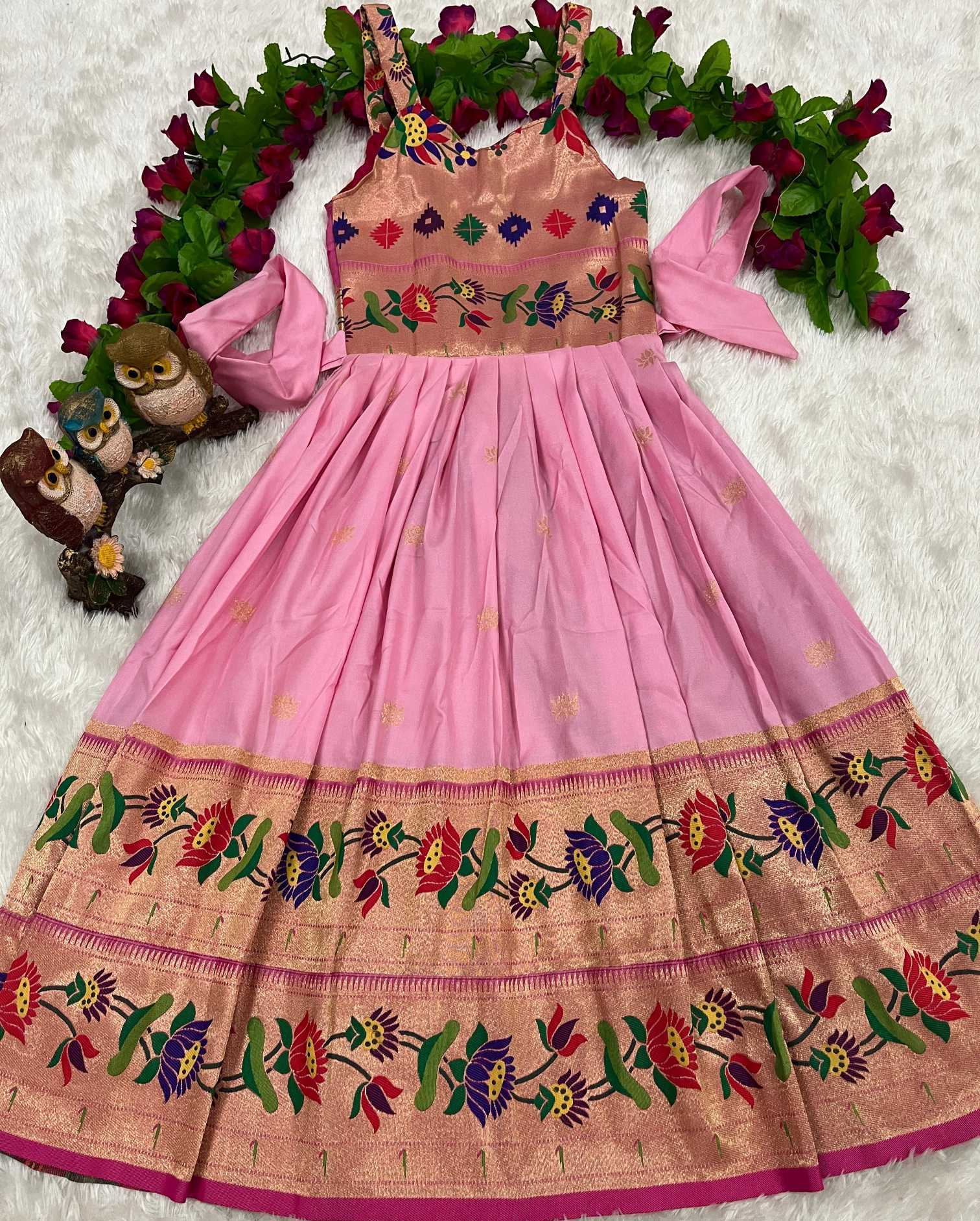 Ynf Soft Silk KESH685 Darisha Kids Wear Wholesale Kids Gown Kids Ethnic Gowns Manufacturer- Kids Exports