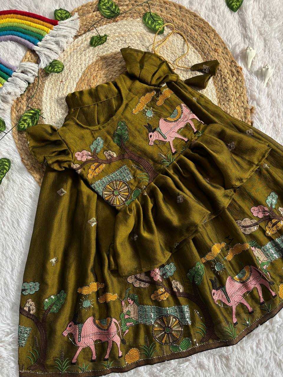 Ynf Space Silk KESH709 38 Kids Wear Wholesale Kids Designer Frock Kids Lehenga Choli Kids Festive Wear Manufacturer- Kids Exports