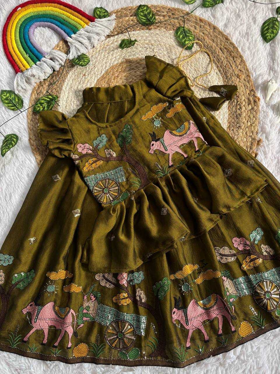 Ynf Space Silk KESH709 38 Kids Wear Wholesale Kids Designer Frock Kids Lehenga Choli Kids Festive Wear Manufacturer- Kids Exports