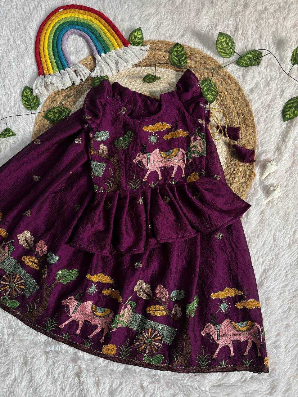 Ynf Space Silk KESH709 38 Kids Wear Wholesale Kids Designer Frock Kids Lehenga Choli Kids Festive Wear Manufacturer- Kids Exports