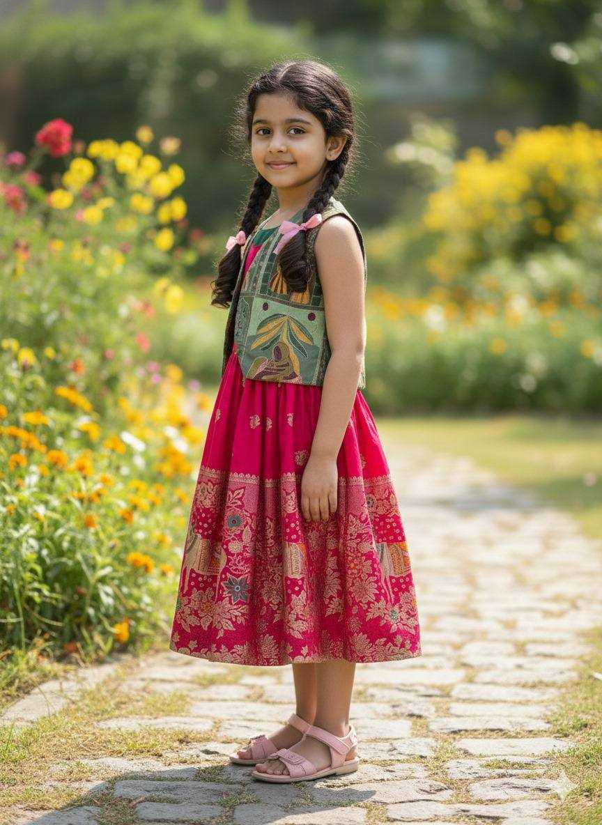Ynf Space Silk KESH709 39 Kids Wear Wholesale Kids Gown Kids Designer Frock Kids Party Wear Ethnic Manufacturer- Kids Exports