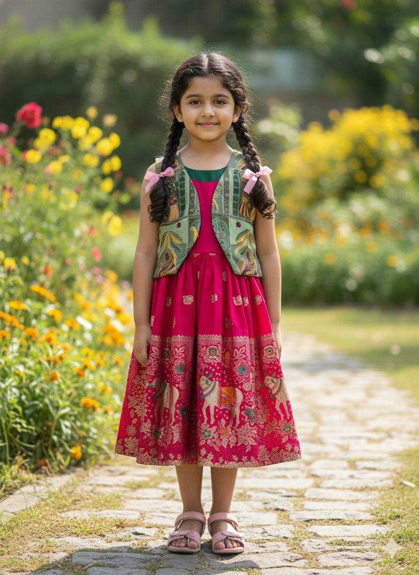 Ynf Space Silk KESH709 39 Kids Wear Wholesale Kids Gown Kids Designer Frock Kids Party Wear Ethnic Manufacturer- Kids Exports