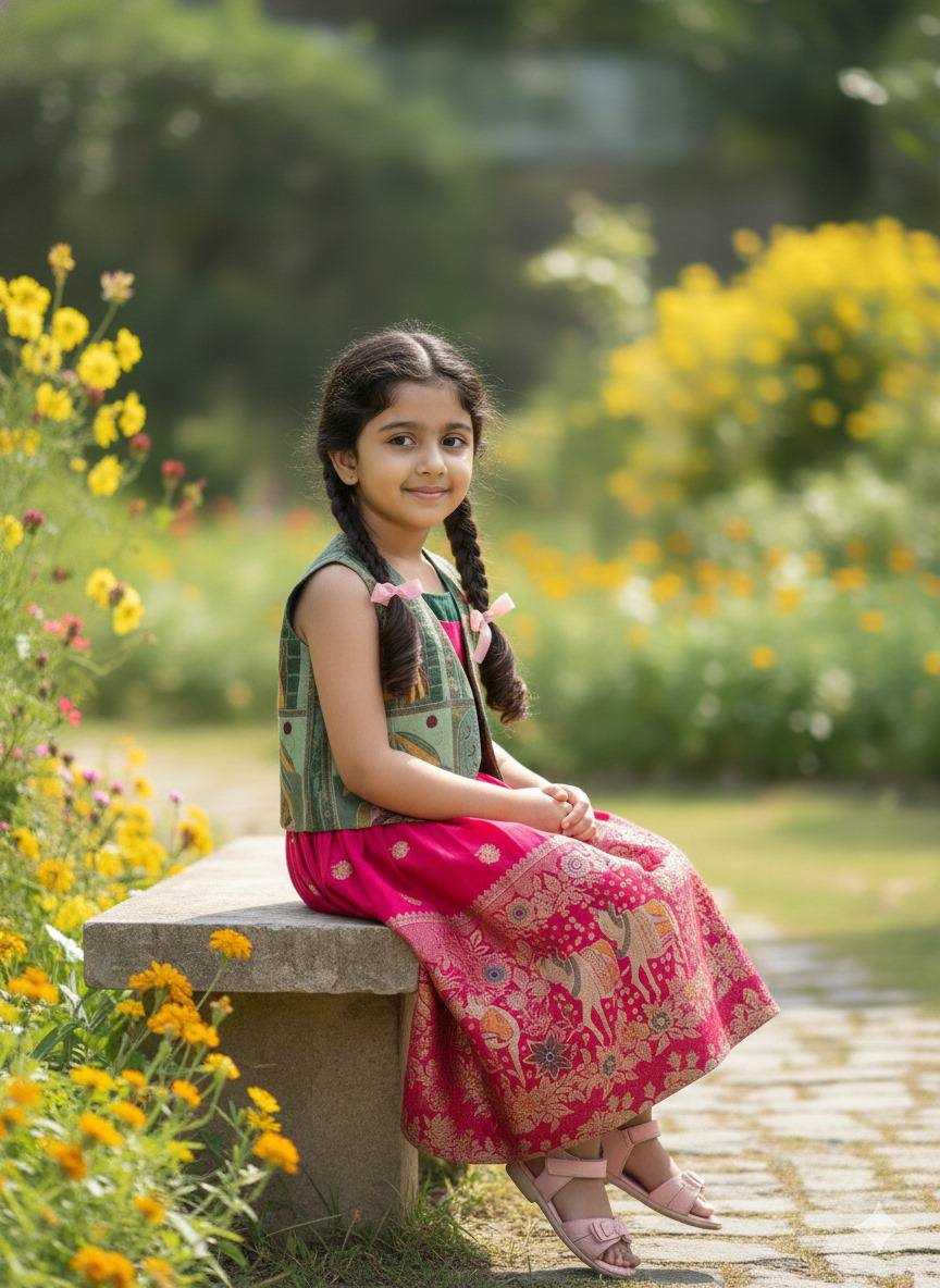 Ynf Space Silk KESH709 39 Kids Wear Wholesale Kids Gown Kids Designer Frock Kids Party Wear Ethnic Manufacturer- Kids Exports