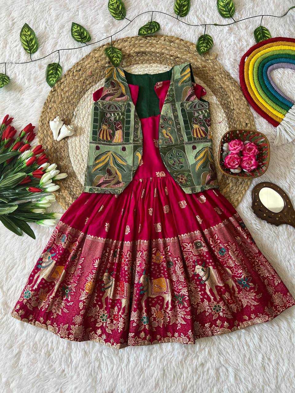 Ynf Space Silk KESH709 39 Kids Wear Wholesale Kids Gown Kids Designer Frock Kids Party Wear Ethnic Manufacturer- Kids Exports