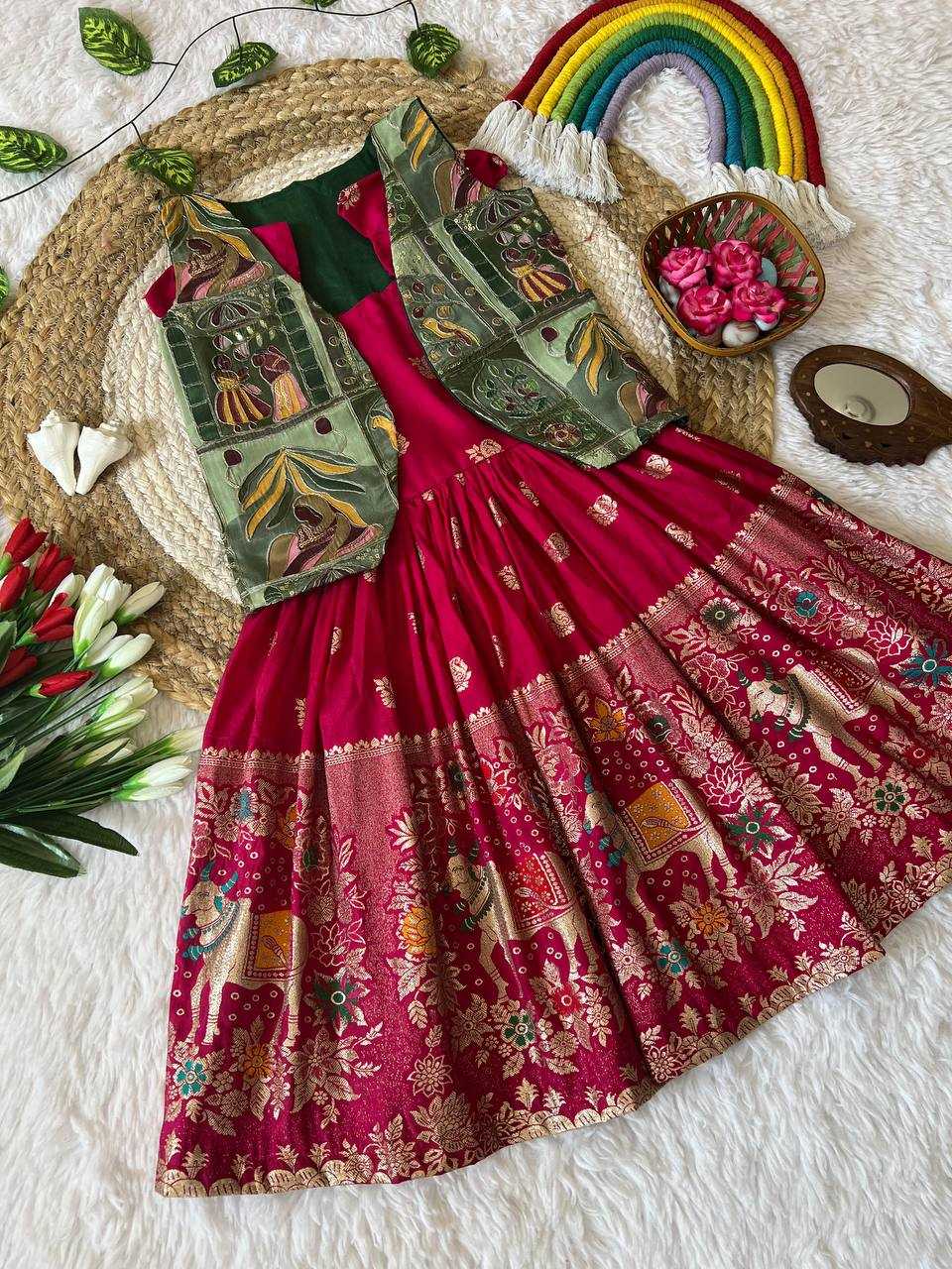 Ynf Space Silk KESH709 39 Kids Wear Wholesale Kids Gown Kids Designer Frock Kids Party Wear Ethnic Manufacturer- Kids Exports