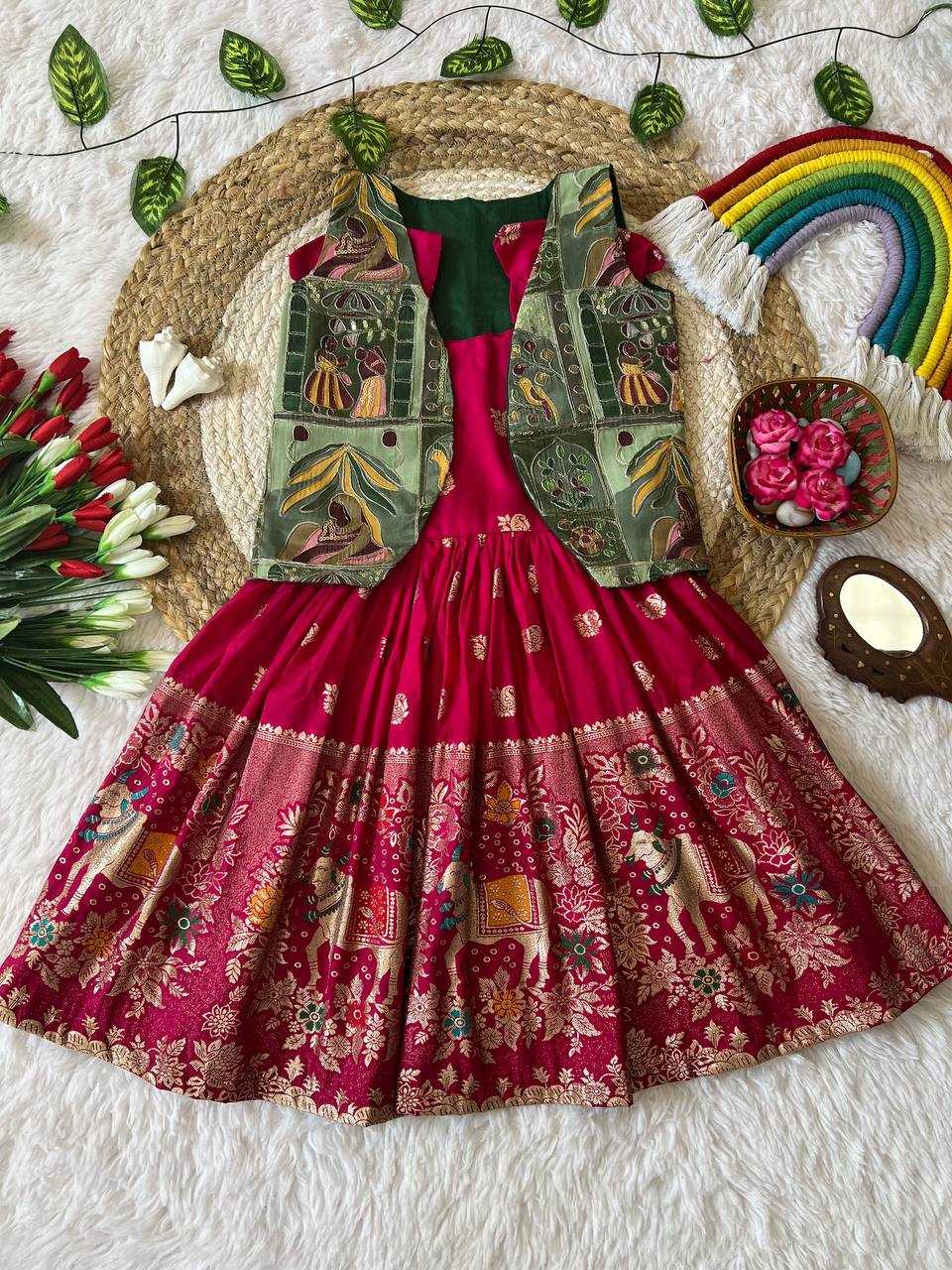 Ynf Space Silk KESH709 39 Kids Wear Wholesale Kids Gown Kids Designer Frock Kids Party Wear Ethnic Manufacturer- Kids Exports