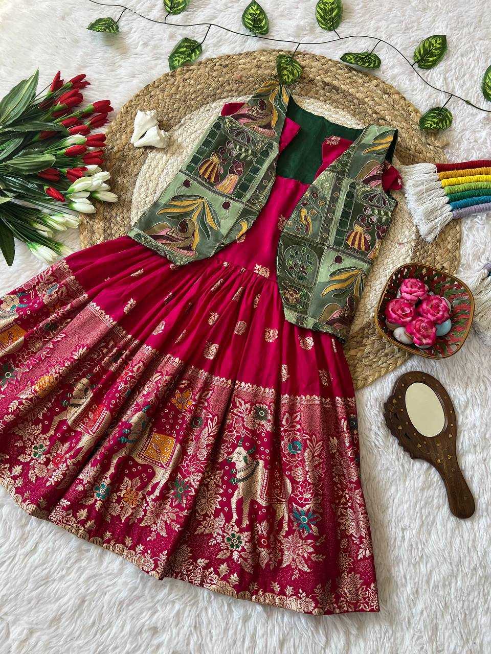 Ynf Space Silk KESH709 39 Kids Wear Wholesale Kids Gown Kids Designer Frock Kids Party Wear Ethnic Manufacturer- Kids Exports