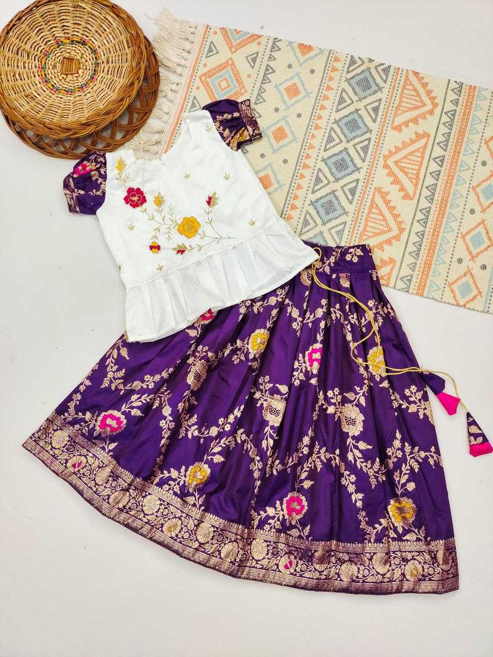 Ynf Banarasi Soft Silk RIN235 Soft Silk Kids Wear Wholesale Kids Designer Frock Kids Festive Wear Kids Party Wear Ethnic Manufacturer- Kids Exports