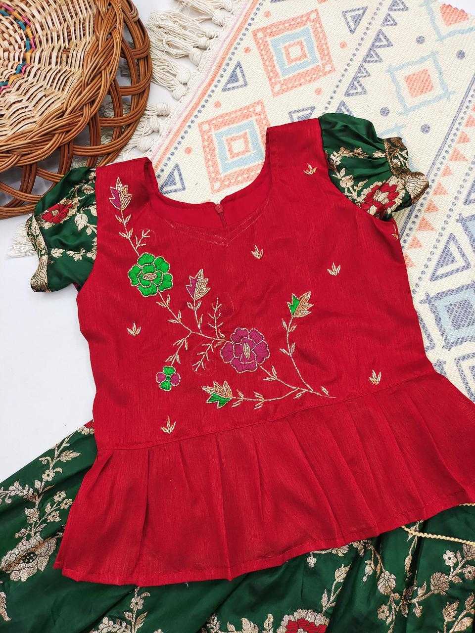 Ynf Banarasi Soft Silk RIN235 Soft Silk Kids Wear Wholesale Kids Designer Frock Kids Festive Wear Kids Party Wear Ethnic Manufacturer- Kids Exports