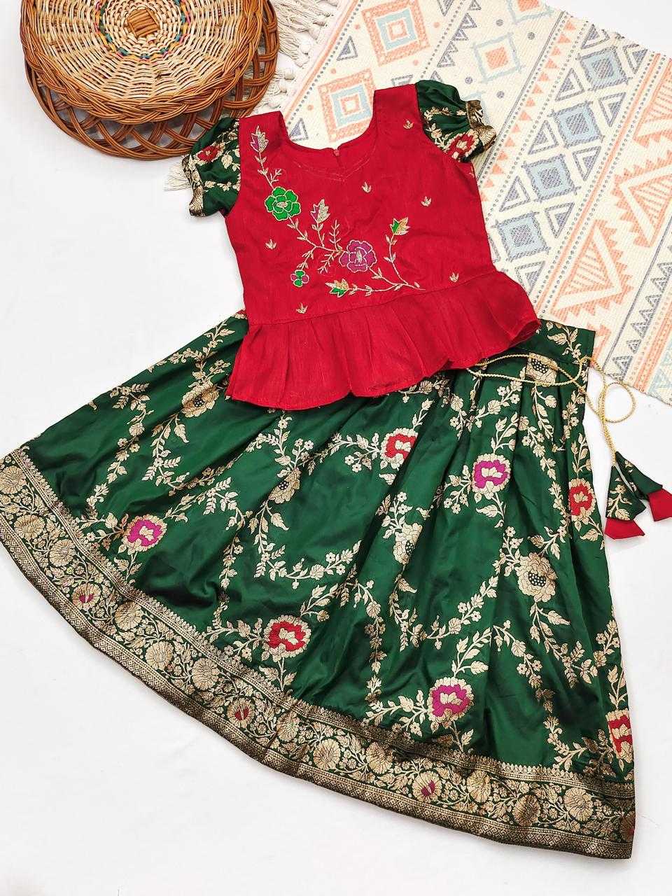 Ynf Banarasi Soft Silk RIN235 Soft Silk Kids Wear Wholesale Kids Designer Frock Kids Festive Wear Kids Party Wear Ethnic Manufacturer- Kids Exports