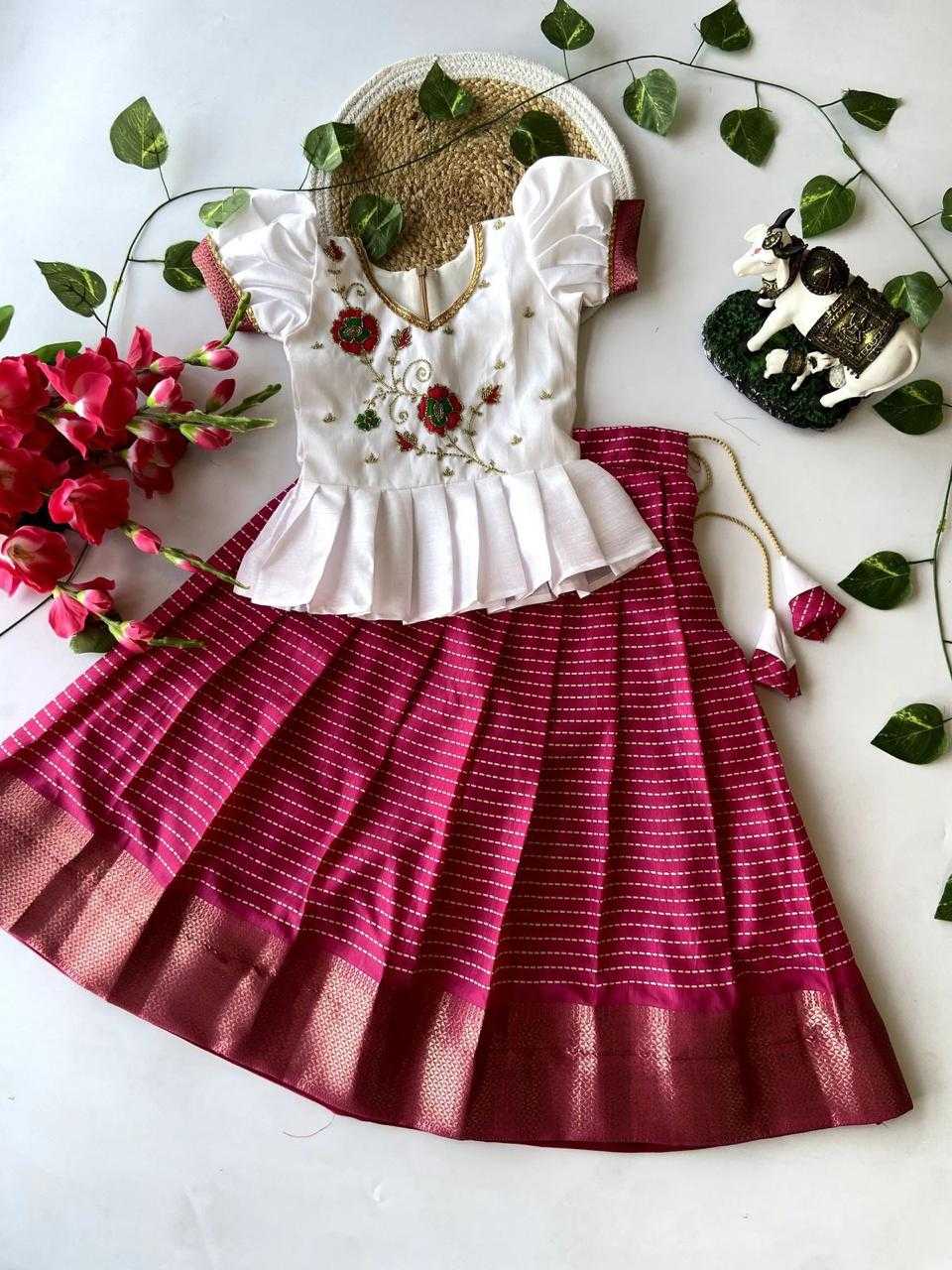 Ynf Dola Silk RIN235 Pattu paavadai Kids Wear Wholesale Kids Lehenga Kids Designer Frock Kids Traditional Outfits Manufacturer- Kids Exports