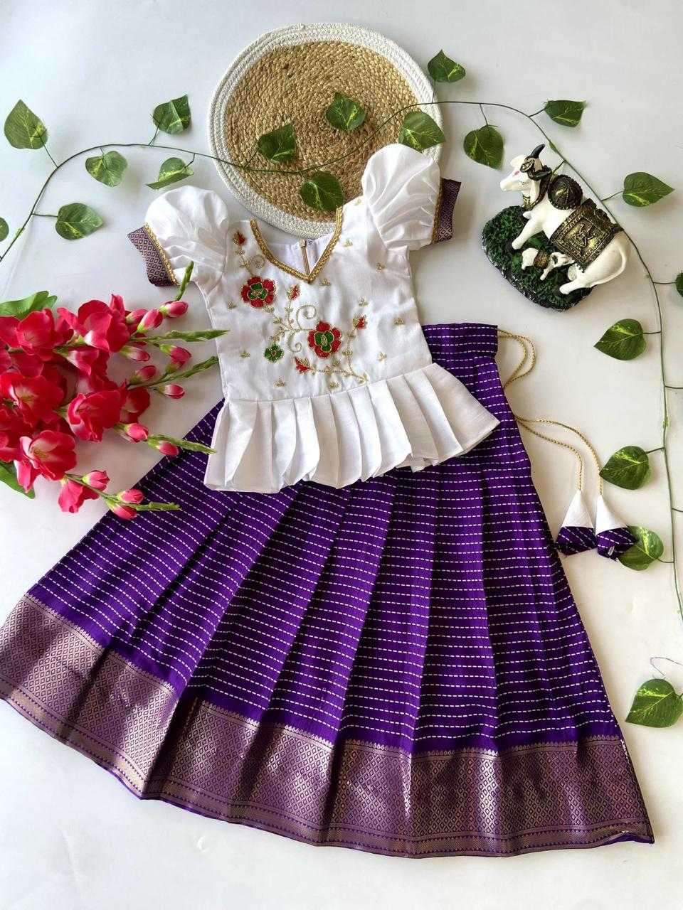 Ynf Dola Silk RIN235 Pattu paavadai Kids Wear Wholesale Kids Lehenga Kids Designer Frock Kids Traditional Outfits Manufacturer- Kids Exports