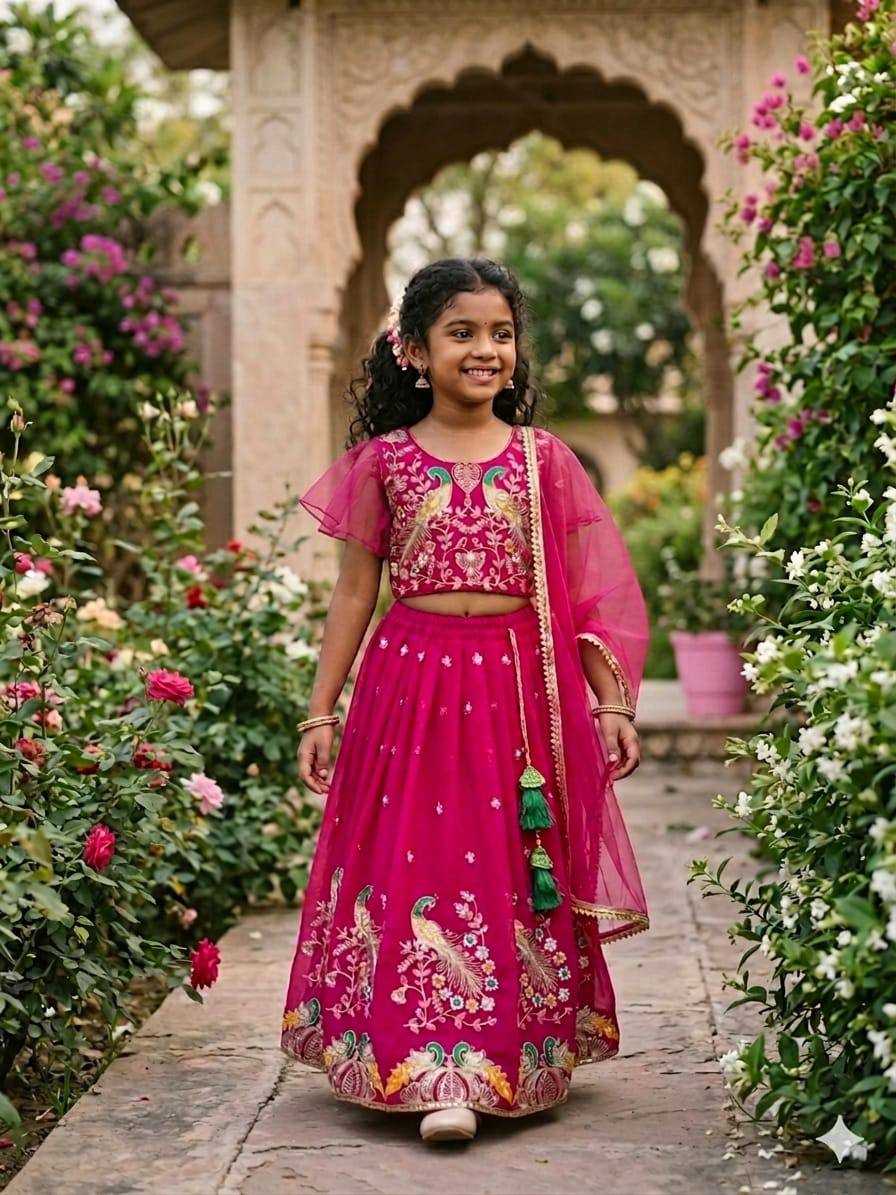 Ynf Georgette KESH650 multi Kids Wear Wholesale Kids Lehenga Embroidered Frock Kids Traditional Outfits Manufacturer- Kids Exports