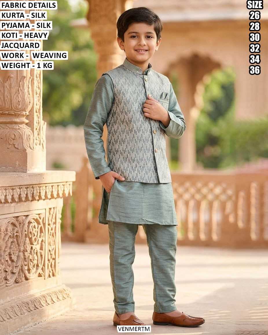 Ynf Silk KESH481 223 Kids Wear Wholesale Boys Kurta Pyjama Embroidered Frock Manufacturer- Kids Exports