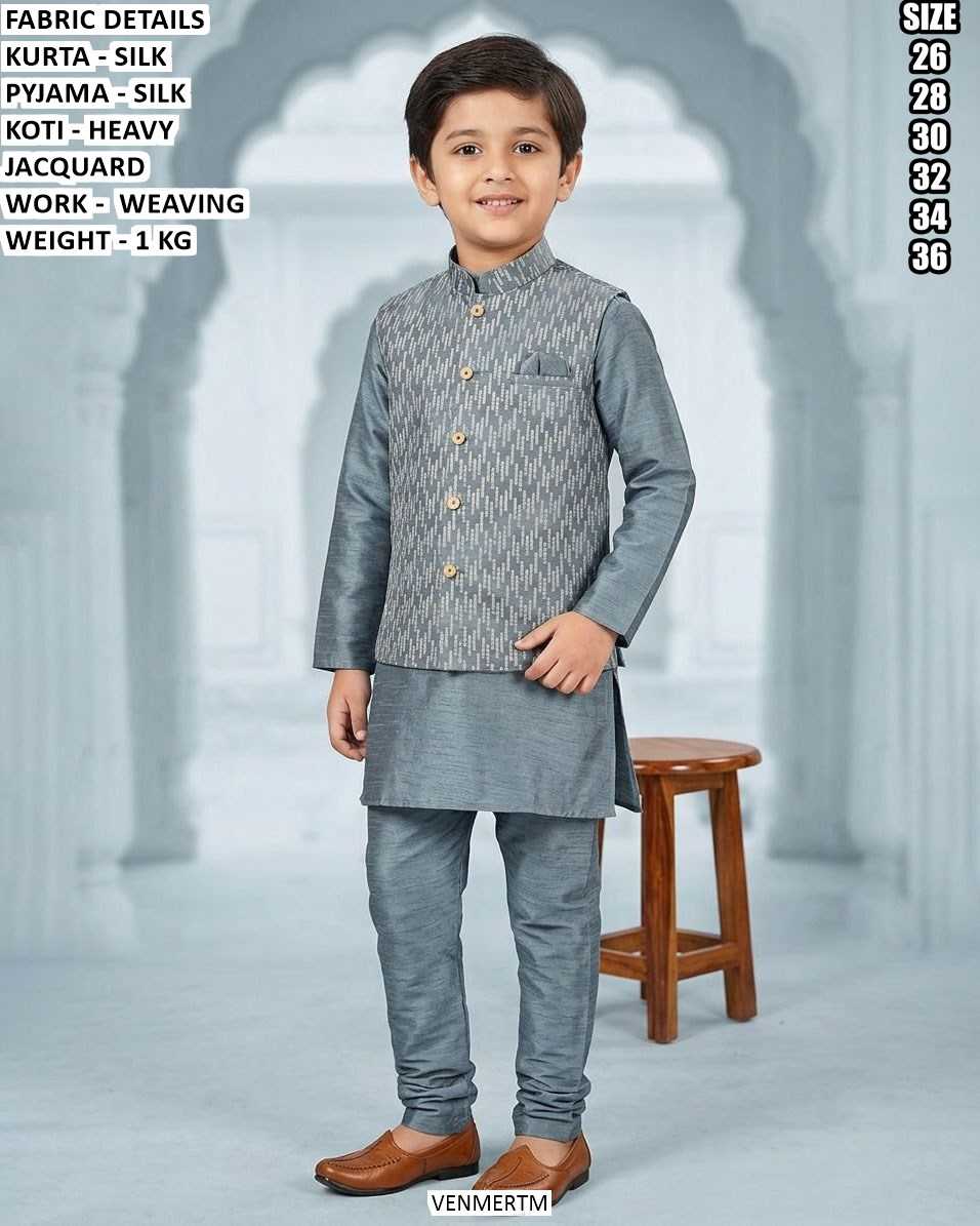 Ynf Silk KESH481 223 Kids Wear Wholesale Boys Kurta Pyjama Embroidered Frock Manufacturer- Kids Exports