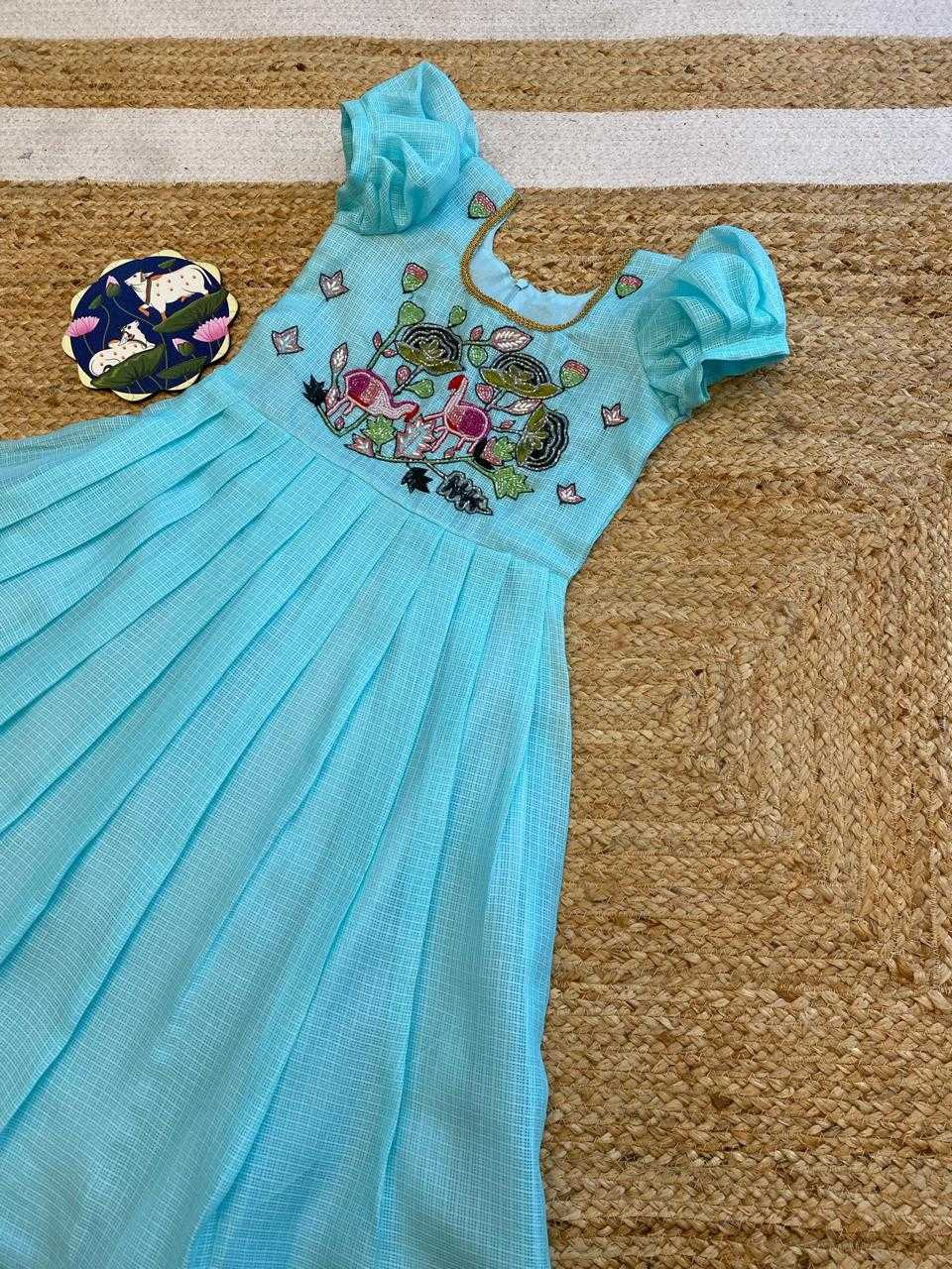 Ynf Soft Kota RIN235 Fancy Neck Kids Wear Wholesale Embroidered Frock Kids Designer Frock Kids Traditional Outfits Manufacturer- Kids Exports