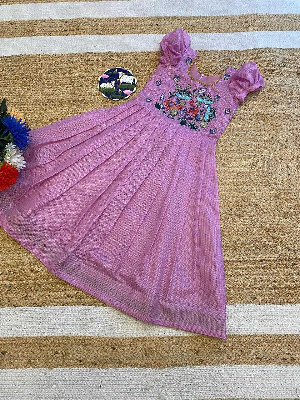Ynf Soft Kota RIN235 Fancy Neck Kids Wear Wholesale Embroidered Frock Kids Designer Frock Kids Traditional Outfits Manufacturer- Kids Exports