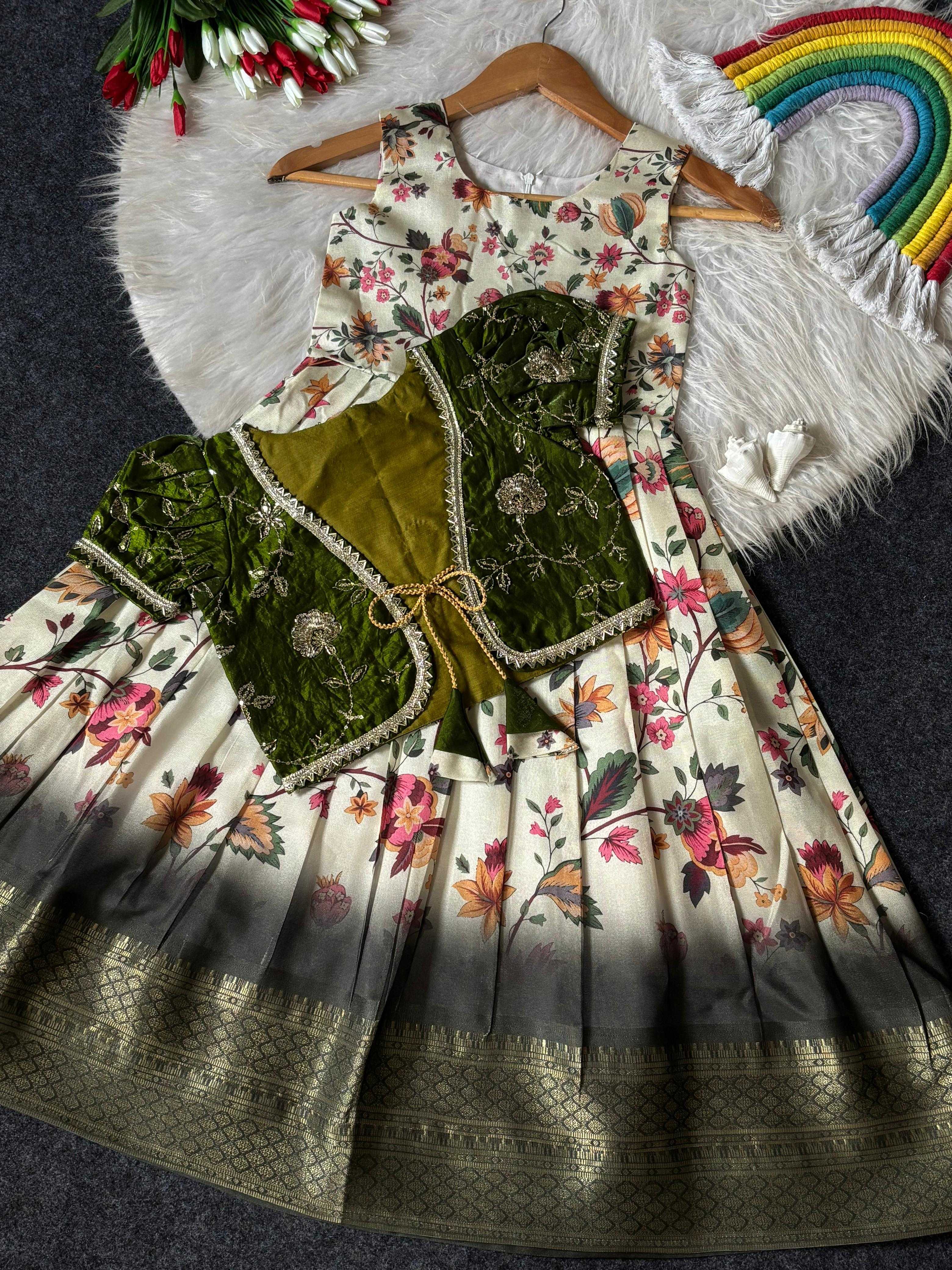 Ynf Soft Silk RIN235 Pure Zari Kids Wear Wholesale Kids Designer Frock Kids Lehenga Choli Kids Party Wear Ethnic Manufacturer- Kids Exports