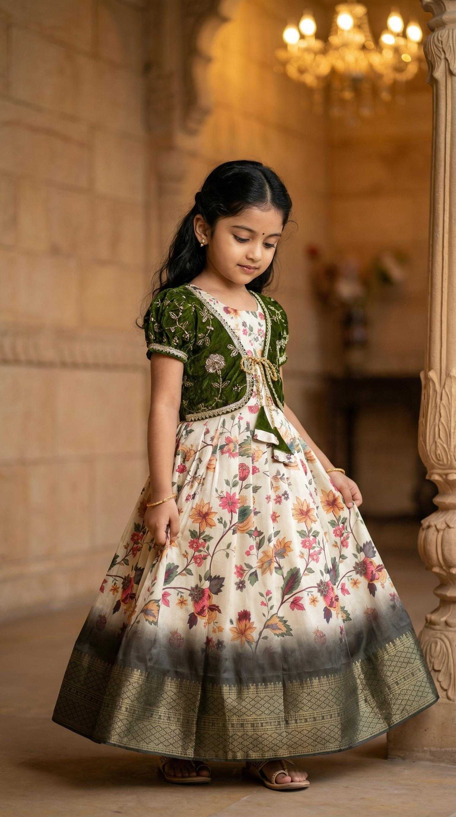 Ynf Soft Silk RIN235 Pure Zari Kids Wear Wholesale Kids Designer Frock Kids Lehenga Choli Kids Party Wear Ethnic Manufacturer- Kids Exports